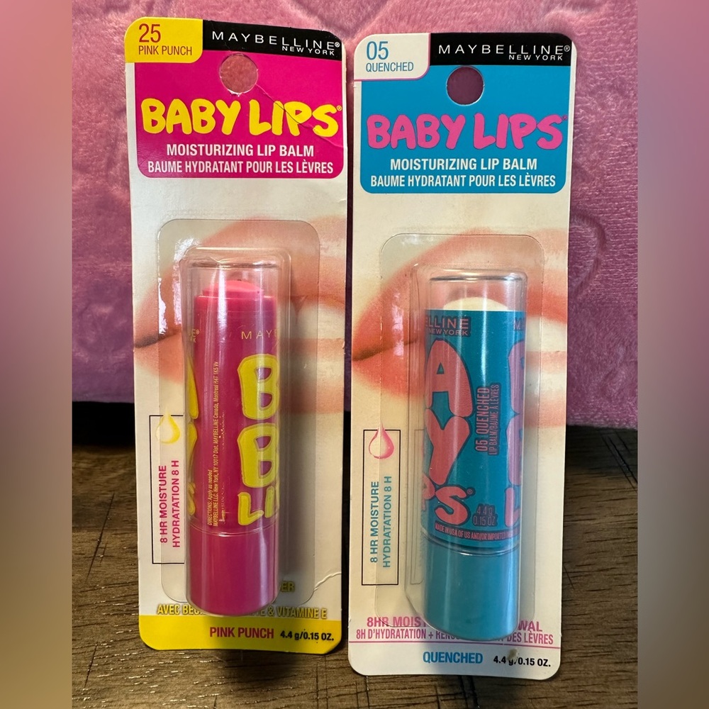 Baby Lips Pink Punch & Quenched Set of Lip balms  Maybelline NEW YORK NWT
